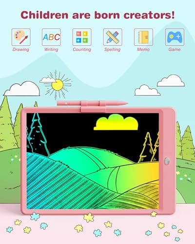 Bravokids Tablette Enfants pour Jouet Enfant 3 4 5 6 7 8 Ans, 10 Pouces Tablette Dessin Tablette d'écriture LCD, Ardoise Magique Jouets Educatif pour Filles Garçons Enfant (Rose)