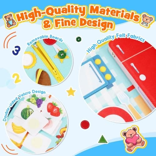 HappyKidsClub Jouet Enfant 1 2 3 4 Ans Garçon Fille, Busy Board Planche Activité Montessori 1 2 Ans Cadeau Noel Enfant 1-4 Ans Garçon Jeux Enfant 1-4 Ans Jeux Educatif Enfant 1 2 3 Ans Avion Jouet
