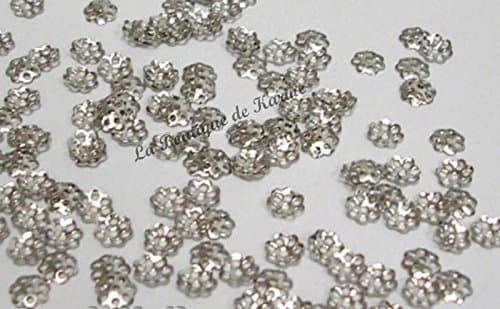 LOT DE 100 COUPELLES PERLE INTERCALAIRE METAL ARGENTE 6 mm - CREATION PERLES