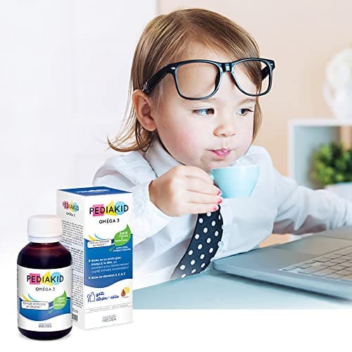 PEDIAKID - Oméga 3 - Complément Alimentaire Naturel - Formule Exclusive au Sirop d'Agave - Riche en DHA - Favorise le Bon Fonctionnement du Cerveau - Goût Citron-Cola - Flacon de 125 ml