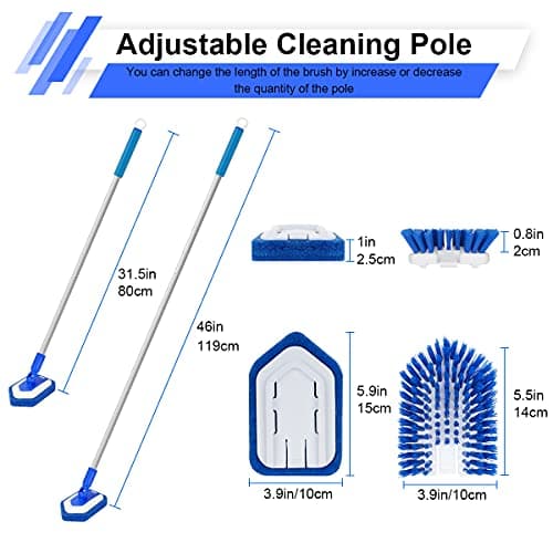 Lalafancy 2 in 1 Brosse Baignoire Éponge Emsemble avec 119cm Manche Brosse de Nettoyage Brosse à Récurer pour Baignoire Carrelage Salle de Bain Cuisine Balcon