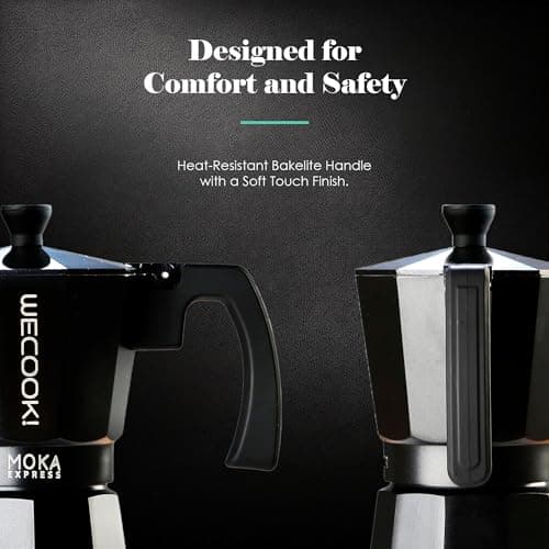 WECOOK! Bella Cafetière Italienne en Aluminium, Express, 6 Tasses de Café, Joint en Silicone, Soupape de Sécurité, Convient pour Vitrocéramique, Gaz, Électrique