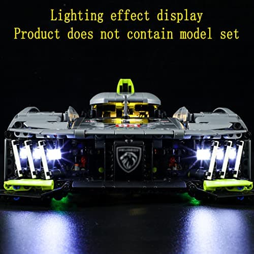 GEAMENT Jeu De Lumières Compatible avec Lego Peugeot 9X8 24H Le Mans Hybrid Hypercar - Kit D'éclairage LED pour Technic 42156 (Modèle de Bloc Non Inclus)