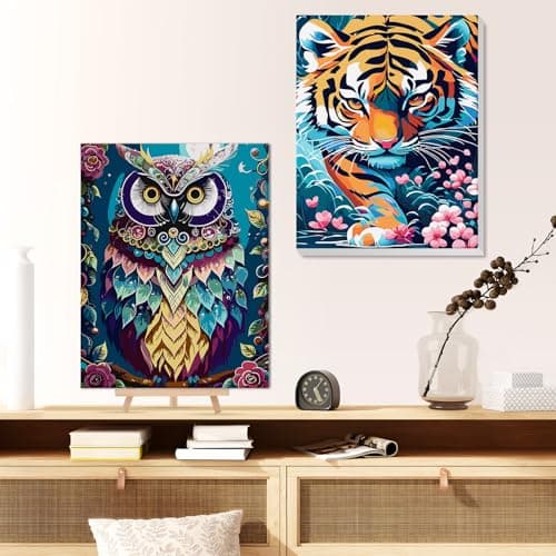 GHHKUD Peinture par Numéros pour Adulte, DIY Peinture Acrylique pour Adultes Enfants débutants Facile sur Toile 30×40 cm avec peintures et pinceaux, avec châssis en bois à monter, Animaux