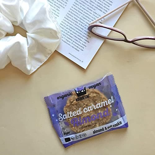 Kookie Cat Caramel Salé Amande-Biscuits Végétaliens Emballés Individuellement, Sans Gluten, Sans Soja, Biologique, Amande & Avoine-12 X 50g Multipack