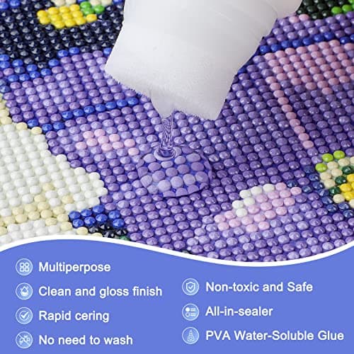 RICUVED 2Pack Diamond Painting Sealer 120ML Set, 5D Diamond Painting Glue Crystal Art Accessories Sealer Permanent Hold & Shine Effect Conserver for Diamond Painting & Jigsaw Puzzles DIY Craft