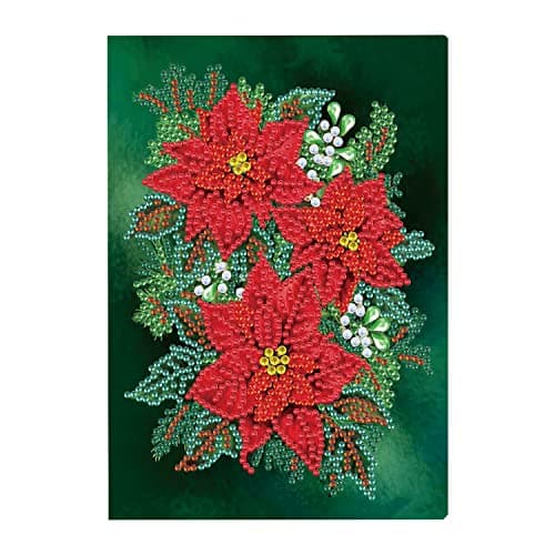 DCIDBEI DIY Cahier d'écriture de Coquelicots Rouges A5 de Peinture au Diamant Bloc Note, Fournitures Scolaires Rentrée Scolaire, Journal d'enfants Diamond Painting Cadeaux d'anniversaire 100 Pages