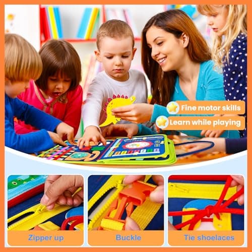 Zaztytoy Busy Board Montessori en Feutre - Jouet Montessori Sensoriel pour Enfants 1-4 Ans, Livre Montessori de Développement Motricité Fine, Cadeau Jouet Garcon Fille Anniversaire Noel
