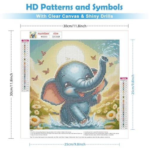 MOGTAA Éléphant Peinture Diamant Adulte, 5D Animaux Diamond Painting Complet Diamant Kit Enfants, Diamant Painting Paysage Strass Point de Croix Cristal pour Murale Décor 30x30cm