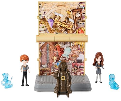 HARRY POTTER - PLAYSET 2 EN 1 LA SALLE SUR DEMANDE MAGICAL MINIS WIZARDING WORLD - Univers Magique 2 en 1 Avec 4 Figurines et Accessoires - Sortilège Patronus - 6063901 - Jouet Enfant 5 ans et +