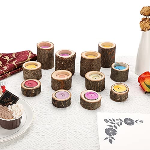SUMTree 12 pcs bougeoir en Bois Chandelier Votive Support de Bougie décoration pour Maison,Table,Mariage (Hauteur 2,5CM+4CM+7CM)