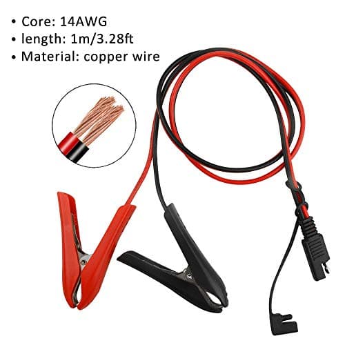 WMYCONGCONG Lot de 2 Pince crocodile SAE vers batterie 14AWG 12V Câble de déconnexion rapide SAE à 2 broches Adaptateur pour pinces crocodiles pour moto et voiture