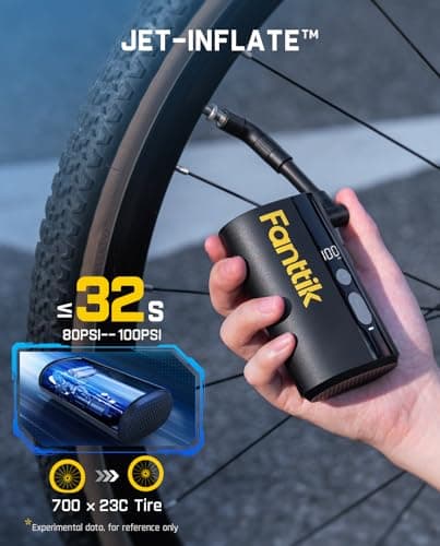 Fanttik X9 Ace Pompe à Vélo électrique, gonflage Rapide de 32s gonfleur Electrique Velo, 150PSI Pompe a Velo Electrique avec Valve Presta et Schrader, pour Vélo de Route, VTT, Vélo électrique&Urbain