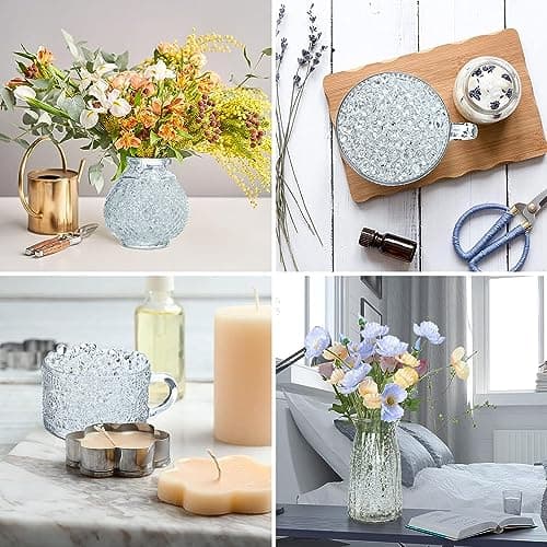 Daover Perles d'eau, 50.000 pièces Perle D’Eau Transparente pour Décoration de Vases, Fabrication de Bougies Flottantes, Bille d'eau Transparente pour Vase Decoratif, Billes Hydrogel