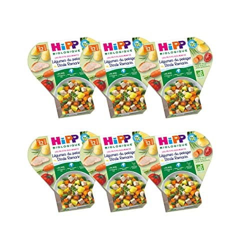 Hipp Biologique Les Petits Gourmets Légumes du Potager Dinde Romarin dès 12 mois - 6 assiettes de 230 g