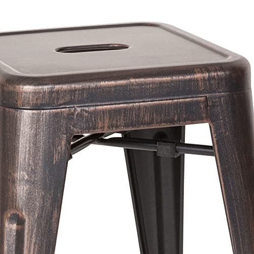 hjh OFFICE 645034 Tabouret bistrot VANTAGGIO Métal Noir/Or, Tabouret au Look Industriel et Moderne, empilable