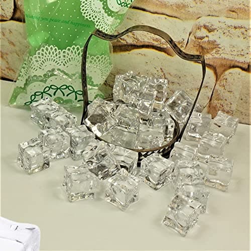 60 Pièces Artificielle Acrylique GlaçOns Transparent Faux GlaçOns Cube Carré Forme Verre Glaçon en Plastique Effacer pour Cristal Clair Photographie Props Cuisine Décor