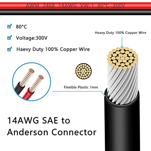 YAODHAOD Rallonge de câble adaptateur allume-cigare 15 A vers connecteur solaire - 14 AWG - 1 m - Compatible avec le kit de panneau solaire 30 A 45 A - Outils pour charger les batteries de voiture