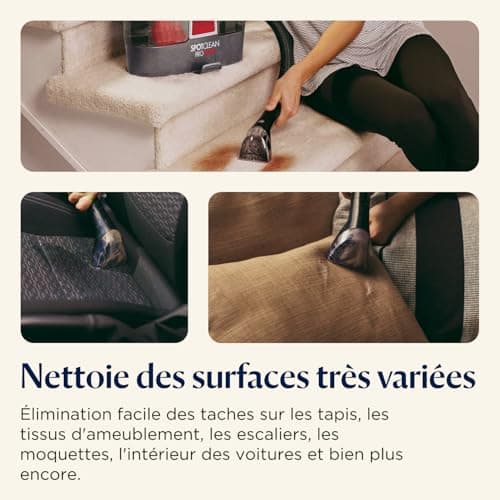 BISSELL SpotClean ProHeat, Shampouineuse Canapé, Moteur Puissant de 330W, Design Compact, avec Technologie HeatWave, Nettoyeur pour Tapis, Moquettes, Meubles, Tissus, Voiture & Plus Encore, 36988