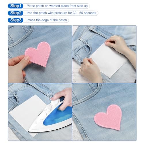 PATIKIL Thermocollant Correctifs, 3 Paquet Coeur Forme Coudre Brodé Correctifs Amour Appliques Embellissements pour Vêtements Vestes Chapeau Sac Dos Réparation Décorations, Blanc