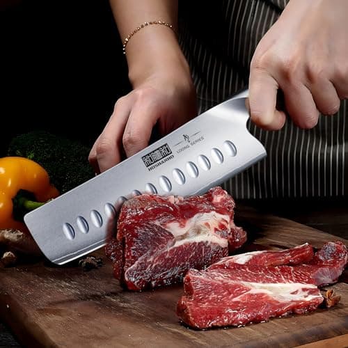 HOSHANHO Couteau de Cuisine Nakiri de 18 cm, Couteaux de Cuisine Japonais AUS-10 en Acier Inoxydable à Haute Teneur en Carbone, Couteau de Chef Tranchant Polyvalent pour Viande et Légumes avec Manche