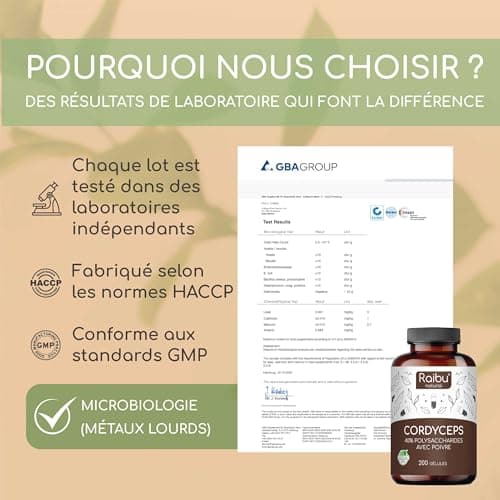 Cordyceps Sinensis CS-4-21000mg de Cordyceps par dose quotidienne (Extrait 10:1) - 40% de Polysaccharides Bioactifs - 200 Capsules: Haute Dose, Végan & sans additifs - Produit par Raibu