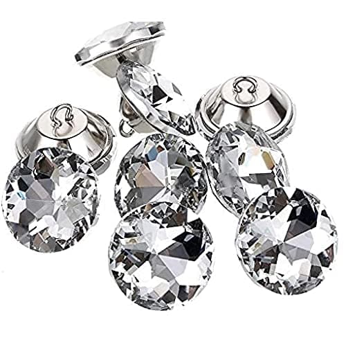 Coolty Lot de 60 boutons en cristal transparent avec boucle en métal pour couture, canapé, lit, tête de lit, loisirs créatifs et décoration (20 mm)