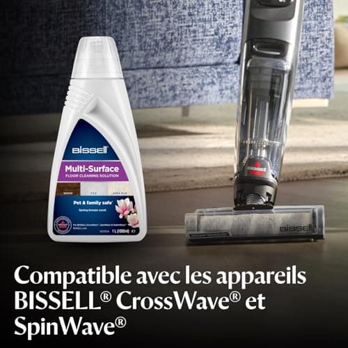 BISSELL Formule Multi-Surfaces | Pour vos Sols durs, Planchers, Carrelages, Sols stratifiés, Tapis & Noquettes | Élimine Taches et Odeurs | 1L | Compatible avec la gamme CrossWave | 1789L