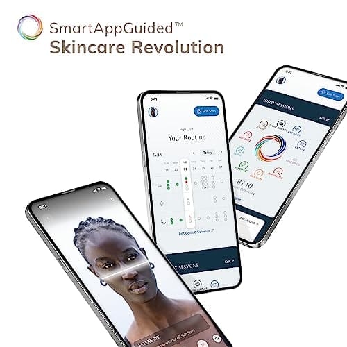 GESKE | SmartAppGuidedTM Warm & Cool Eye Energizer | 6 in 1 | Masseur oculaire | Masseur anti-cernes | Supprimer les poches sous les yeux et les paupières tombantes | Massage électrique des yeux