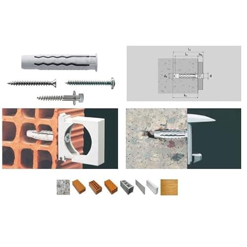 PARCO Lot de 100 chevilles universelles en plastique avec bord pour un maintien parfait dans le béton, la pierre, le bois, etc. 5,0 x 25 mm, PA 6 de qualité supérieure