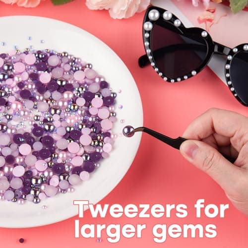 ASTARON 50g Mélange de strass demi-perles pour l'artisanat Taille mixte 3mm-10mm strass à dos plat pour gobelets Mugs Nail Art Chaussures (série violet rose)