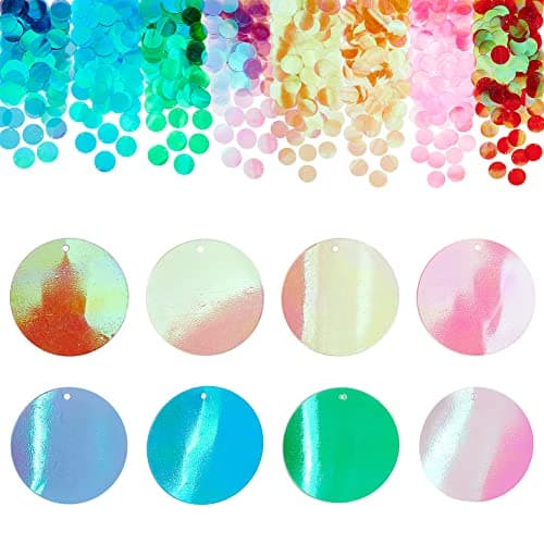 PH PandaHall 240g Grandes Paillettes pour L'artisanat, 8 Couleurs Paillettes Rondes Plates PVC Paillettes et Paillettes Lâches pour Broderie Applique Tricotage Artisanat et Embellissement