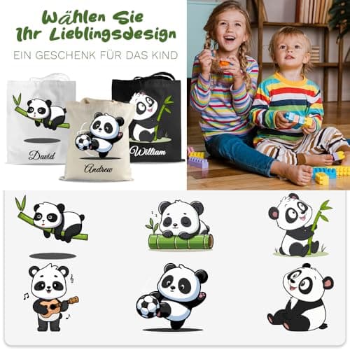 YINYIFANS Sac en Toile à Nom Personnalisé,Sac en Tissu Panda,Sac Fourre-Tout Réutilisable,Cadeau Pour Enfants,étudiants,Amis,Mamans,Demoiselles D'honneur(Style H)
