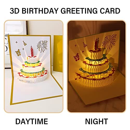Carte Anniversaire 3D,Carte Pop Up Anniversaire,Carte d'Anniversaire Musique Avec Enveloppe,Carte Anniversaire Femme Homme Fille Anniversaire