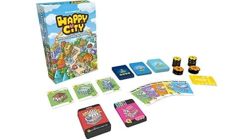 Asmodee - HAPPY CITY - Jeu de Société de Construction Urbaine Pour Enfants Dès 10 Ans - Créez votre Ville - Lauréat As D'Or 2022 - 2 À 5 Joueurs - 30 Min - Version Française