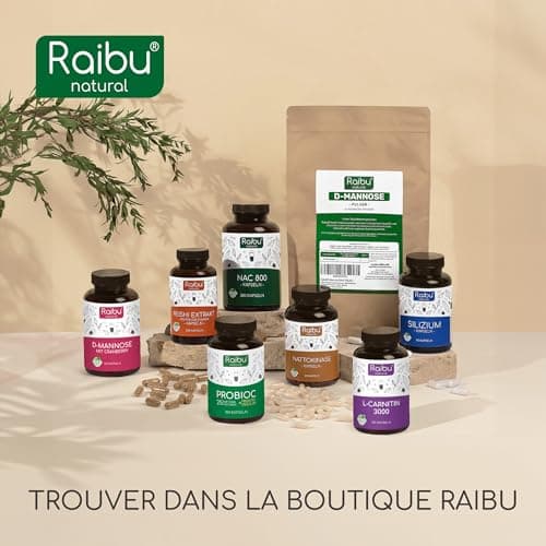 D-Mannose Raibu - Pur 2100 mg par Dose Quotidienne Fortement Dosée - 160 gélules, avec canneberge et vitamine C - D Mannose Végan, sans additifs & hautement biodisponible - Testé en laboratoire