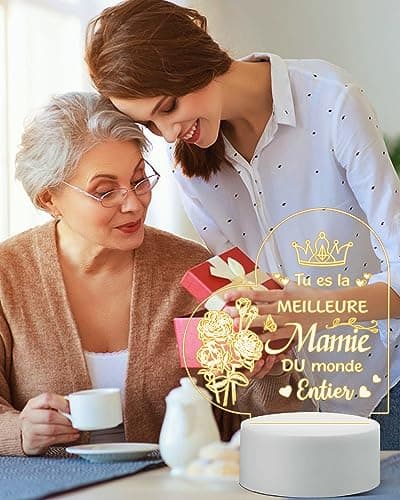 VICTERR Cadeau Mamie Anniversaire, Cadeau Fete Des Grand Mere, Veilleuse Led Cadeaux D'anniversaire, Lampe Cadeaux Pour Mamie Original, Cadeau Mamie Original Idée Cadeau Fete Des Mamies, Grand Mère