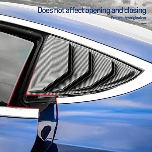 KUNGKIC Lot de 2 persiennes de fenêtre latérale arrière pour Tesla Model 3 2017-2024,Housses de persiennes de fenêtre, ABS,Pare-Soleil,Pluie,décoration extérieure Cool (Fibre de Carbone Mat)