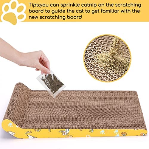 Nobleza 2 Pièces Grattoir Chat Carton Griffoir Incurvé Réversible en Carton, Tapis à Gratter pour Chat avec Carton Ondulé et Herbe À Chat, 40 x 25cm