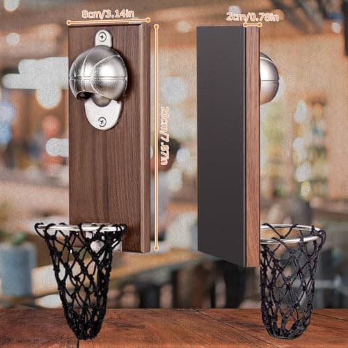 Magnétique Ouvre Bouteille Mural en Basket-ball,Décapsuleur mural en Fonte pour Bouteille de Bière, Decapsuleur Biere Mural, Idée Cadeau Homme Original, Cadeau pour Papa, Amie,Collègue