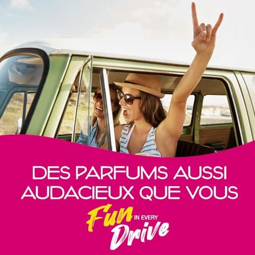 California Scents, Boite de Parfum Voiture, Lot de 4 Désodorisants Voiture Parfum Cerise Coronado, Accessoire Voiture Pour Éliminer les Odeurs, Senteur Longue Durée et Ajustable