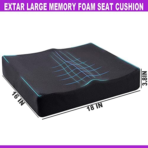 Yuwe Coussin de siège Extra-Large, Coussin en Mousse à mémoire de Forme, Coussin de Bureau, Ergonomique, Coussin de siège pour Voiture, Coussin de soulagement des douleurs sciatiques