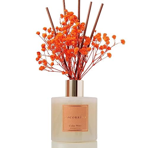 Cocorrína Diffuseur Parfum Maison, Bois de Cèdre 200ml avec Diffuseur Bâtonnets diffuseur de Parfum, Batonnets Diffuseur Parfum, Reed Diffuseur pour Salle de Bain étagère décoration