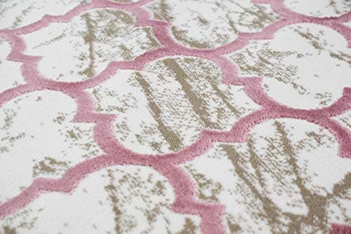 Teppich-Traum Tapis Designer Tapis Moderne Motif marocain en Beige Rose Größe 80x150 cm