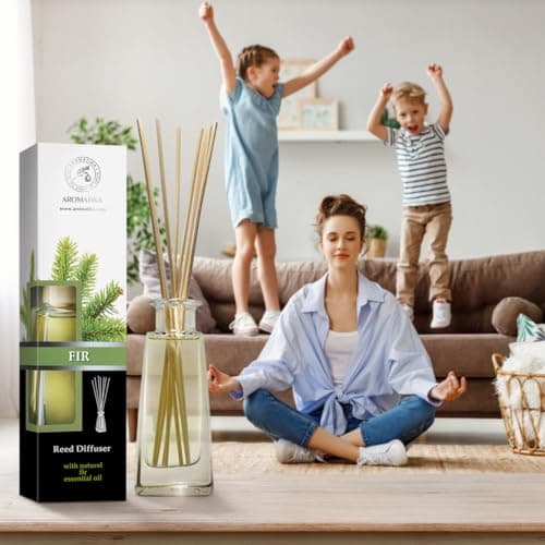 Diffuseur Parfum de Sapin 100ml - Diffuseur de Roseaux à l'huile Essentielle de Sapin - Parfum Frais et de Longue Durée - Aromathérapie - Diffuseur avec Les Bâtons - Desodorisant Maison