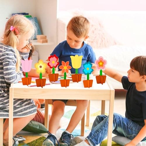 RUIJIE 3D Bricolage Fleurs en Bois, 20 Pcs Kits Fleurs Artisanat en Bois à Peindre, DIY Activité Manuelle Peinture, Fleurs Décoration Loisirs Créatifs pour Enfants Cadeau Anniversaire Jouet Party