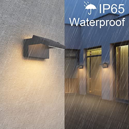 Klighten 24W Applique Murale LED Extérieure Intérieur Rotatif, Éclairage Mural Imperméable IP65 Moderne, Lampe Murale Ajustable pour Jardin Entrée Terrasse, Anthracite, 1500LM, Blanc Chaud 3000K