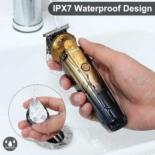 Hatteker Kit Tondeuse à Barbe Professionnel Avec Zero Gap T-Blade Tondeuse Rasoir Électrique Pour Le Nez Oreille Barbe Hommes Body Tondeuse Imperméable à l'eau Sans Fil Beauty Kit 6 en 1