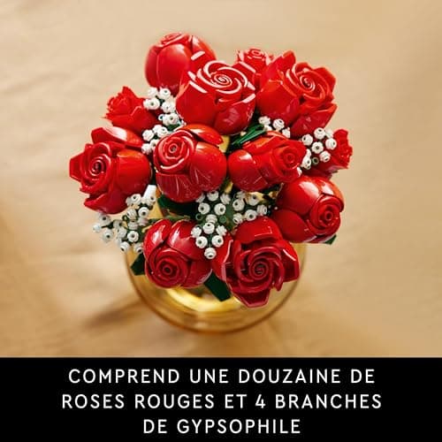 LEGO Icons Botanical Collection Le Bouquet de Roses, Fleurs Artificielles pour Décorer la Chambre, Cadeau d'anniversaire pour Adultes passionnés de Plantes 10328