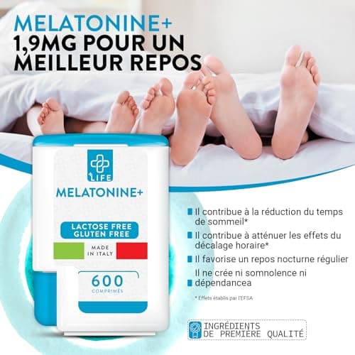 Melatonine 1,9 mg 600 Comprimés Bien Dormir Sommeil Adulte PiuLife® 2 Par Dose Endormissement Adulte, Dormir Rapidement, Zzz Sommeil Réparateur, Insomnie Traitement Naturel, Atténuer Le Jet-lag
